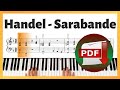 Handel  sarabende in d minor for piano  piano tutorial  piano notes