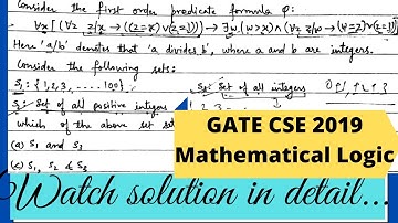 GATE CSE 2019 solution | Mathematical Logic
