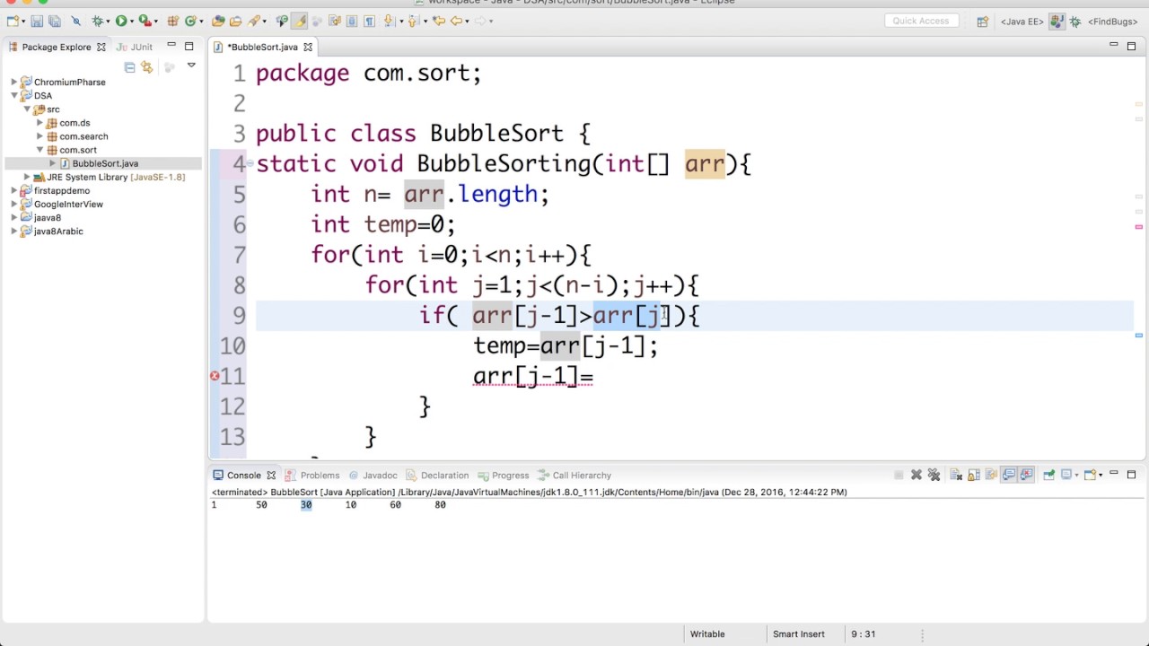 Bubble Sort with Java