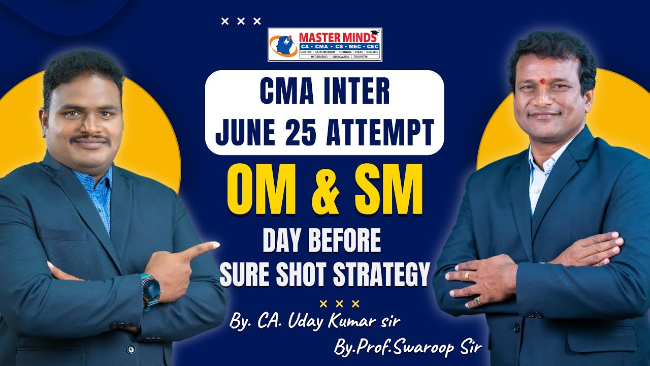 CMA Inter OM & SM June 25 Question Paper Review (English) - YouTube
