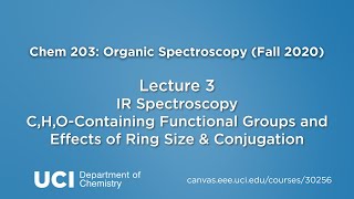 Chem 203. Lecture 03: IR Spectroscopy C,H,O Containing Functional Groups and Effects of Ring Size