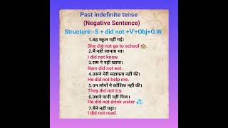 Past Indefinite Tense negative Sentenceshort youtubeshort