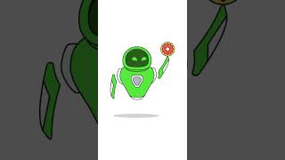 Cute green robot holding donut vector illustration
