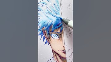 Drawing Satoru Gojo from Jujutsu Kaisen p1 ✨ #jjk #ohuhumarkers #shorts