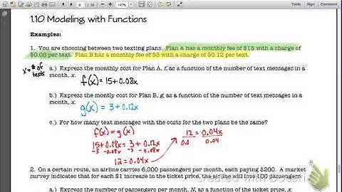PreCalc - Modeling with Functions - NOTES 1.10