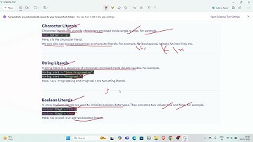 String Literals:Boolean Literals: