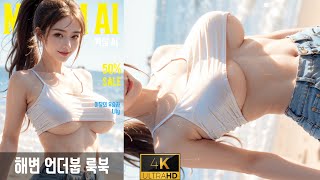 Ai Lookbook 4K || 해변 언더붑 룩북 || Sexy korean girl Lily Vlog | ai underboob underwear ai실사 ai레전드 bikini