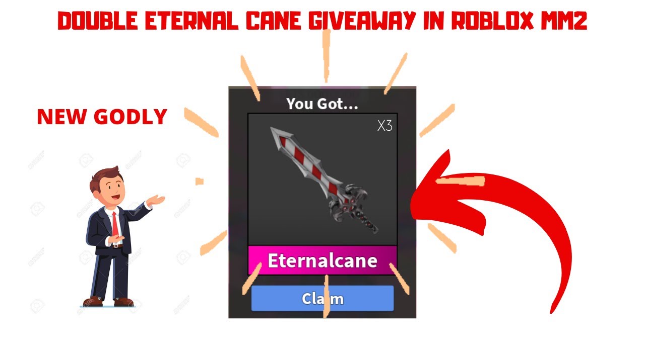 Double Eternal Cane Giveaway In Roblox Mm2 New Mm2 Christmas Update 2019 Free Godly Code Info - roblox mm2 eternal cane