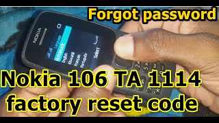 Nokia 106 TA 1114 factory reset code