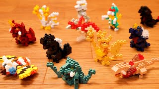 Godzilla,King Ghidorah,RODAN,Mothralike a LEGO.nanoblock