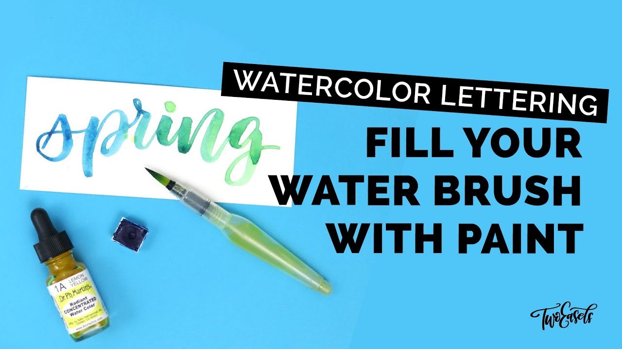 Fill your water brush with paint and start lettering - YouTube
