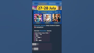 Hamster Daily Cipher & Combo 27 July | Hamster Daily Code | 27 July Hamster Daily Combo & Cipher