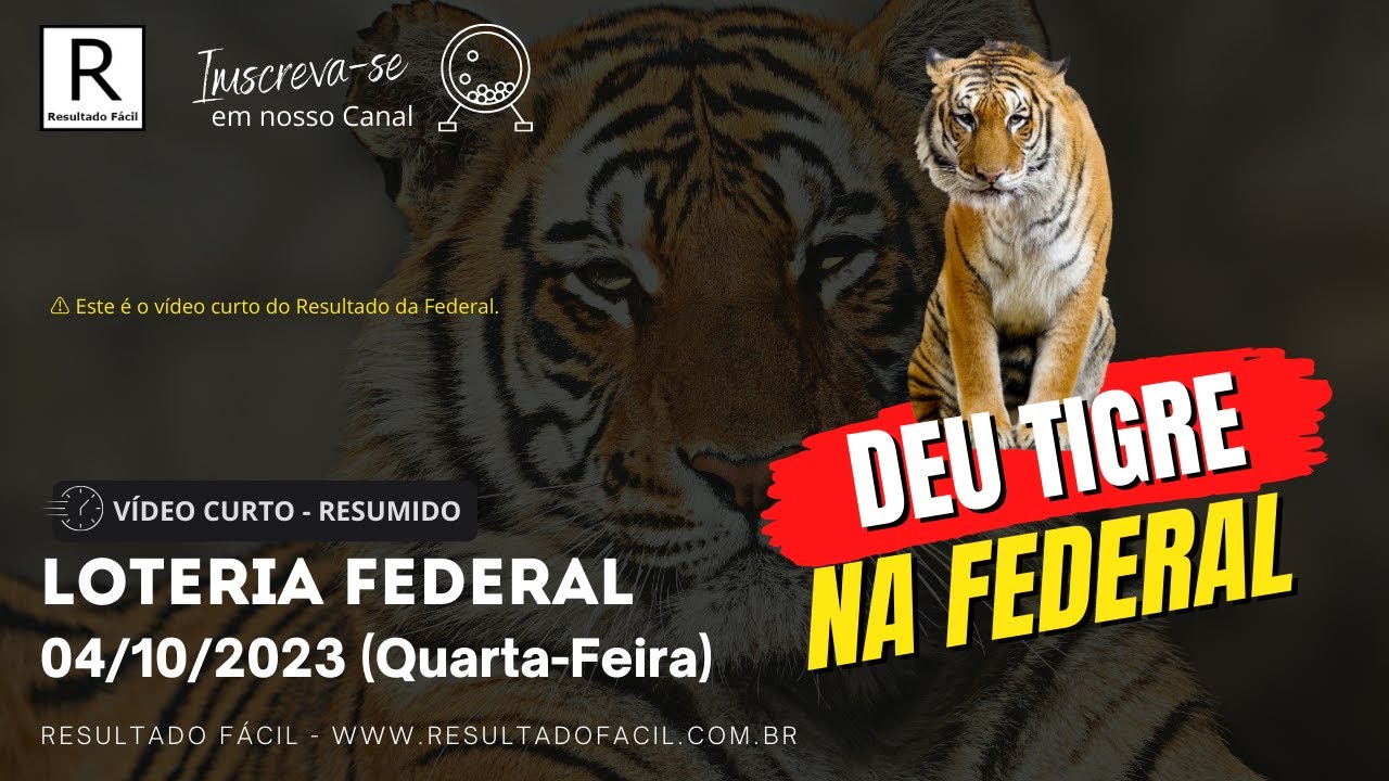 Resultado do jogo do bicho ao vivo - LOTERIA FEDERAL 19 HS dia 04/10/2023 -  Quarta - Feira 