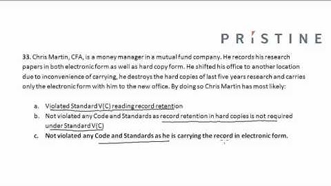 CFA Tutorial: Ethics (Violation of Standard V-C: Record Retention)