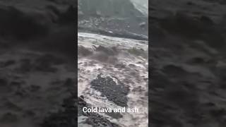 Flood with lava after the eruption of Semeru volcano, Indonesia