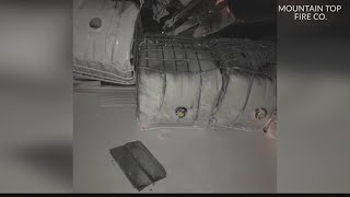 Tractor-trailer rollover spills paint on Route 350 in Centre County