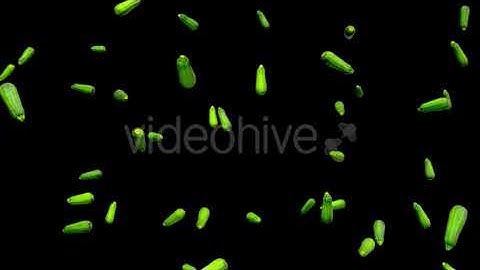 Rain of Long Zucchini on Black Background | Motion Graphics - Envato elements