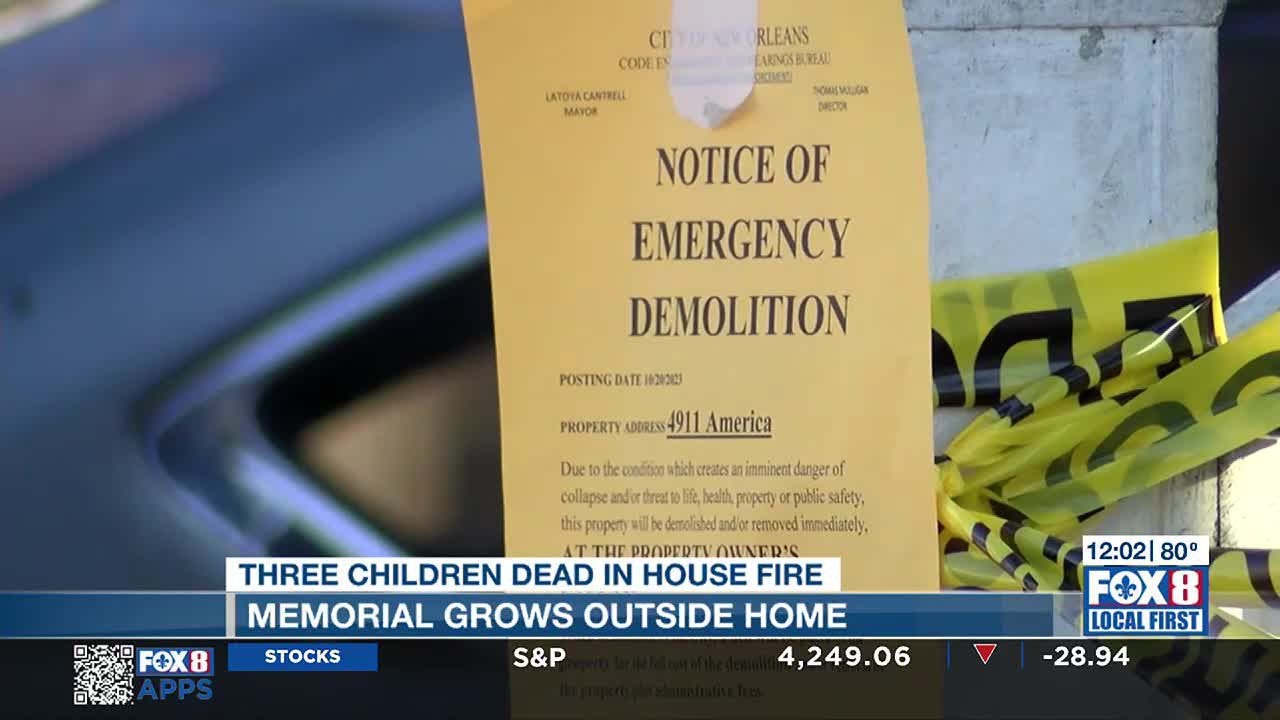 Crews preparing to demolish house where 3 children died in fire - YouTube