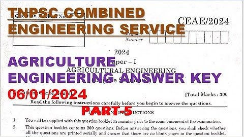 TNPSC CESE AGRI ENGINEERING PART-5 ANSWER KEY 06/01/2024