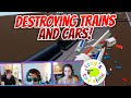 Cars and trains for kids destroying vehicles in roblox