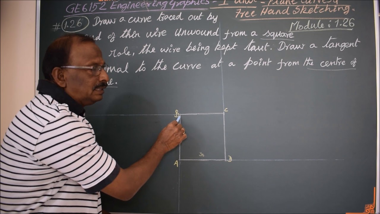 Construct a Square Involute - M1.26 - Engineering Graphics in Tamil ...