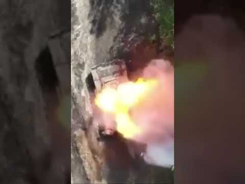 Ukraine war, Russian tank explodes instantly as a Ukrainian drone drops a Bomb in a open hatch