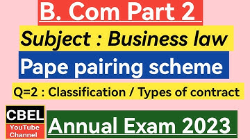 B. Com part 2 subject business law question 2 classification of contract for annual exam 2023