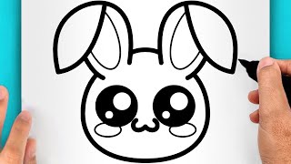 DISEGNI FACILI DI PASQUA! COME DISEGNARE UN CONIGLIO DI PASQUA KAWAII (VIDEO DI DISEGNI PASQUA)