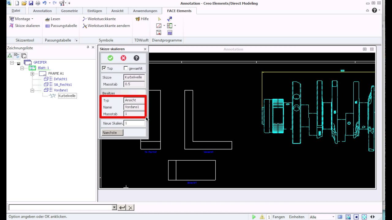 Creo Elementsdirect Modeling Skizze Skalieren Und Bemassen