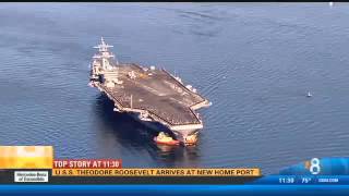 USS Theodore Roosevelt arrives at new home port - Nov 23, 2015 - San Diego TV
