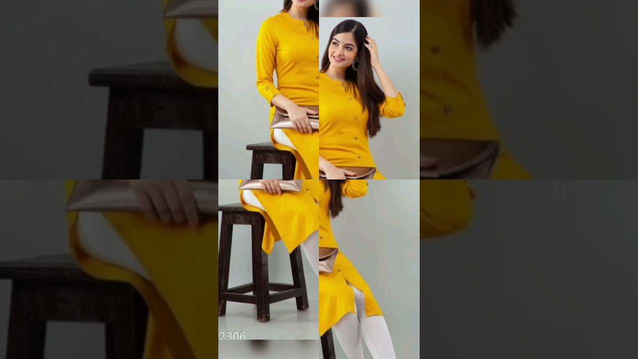 Yellow And White Color Combination Party Wear Kurti Set :: ANOKHI FASHION