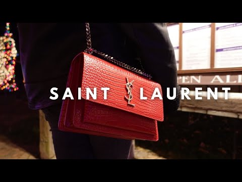 Saint Laurent Sunset Crocodile-Embossed Mini Bag