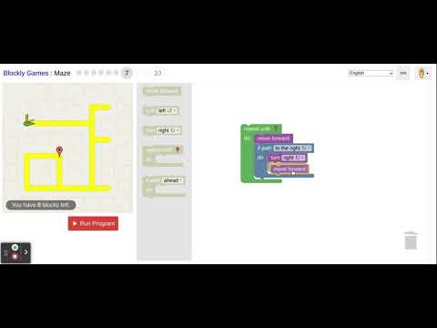 Blockly Games Maze level 7 solution