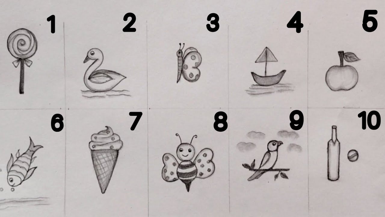 How to draw pictures using 1to10 numbers || Number drawing easy || Step ...