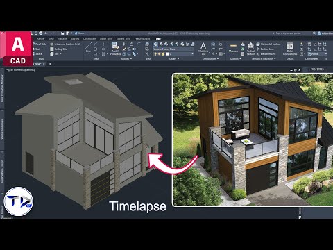 Modern Home Design in AutoCAD Architecture 2024 (timelapse)