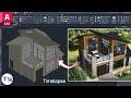 Conception de maison moderne dans autocad architecture 2024 timelapse