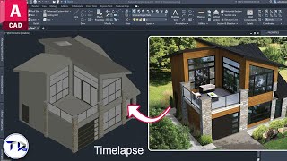 Modern Home Design in AutoCAD Architecture 2024 (timelapse)