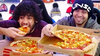 2 Large Papa John's Pizzas in 4 mins! | Speed Eating Challenge