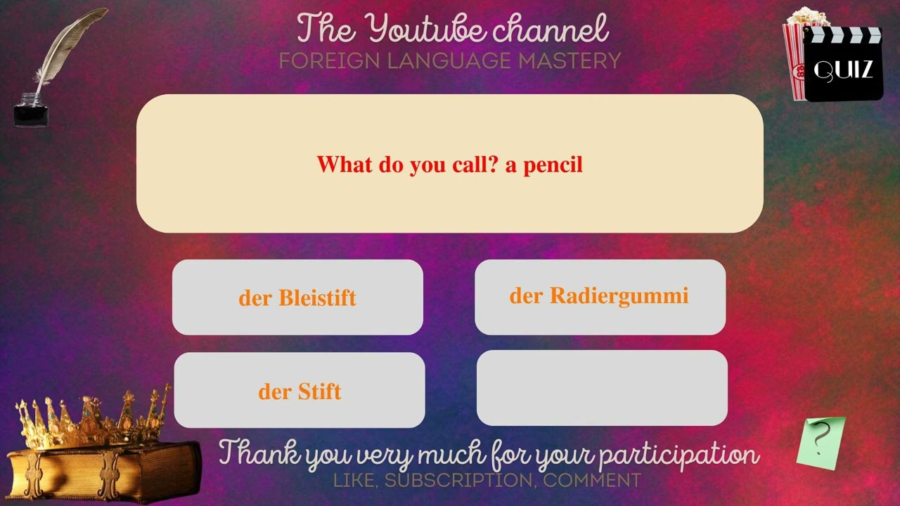 Learn German while having fun: Interactive quiz