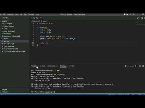 Printing Two variables and multiplyed by the value of Pie in Visual Studio code