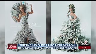 Mom makes high-fashion gowns from newspapers screenshot 5