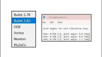CoppeliaSim: Solver Engines and Logging Data to Files