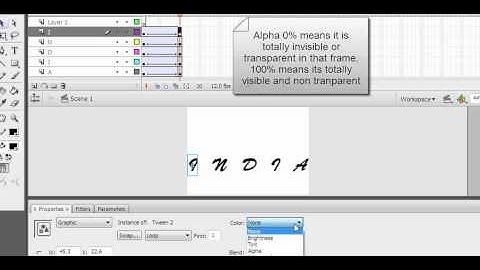 Flash Video Tutorial in English - text animation with text dropping fading effect in Flash