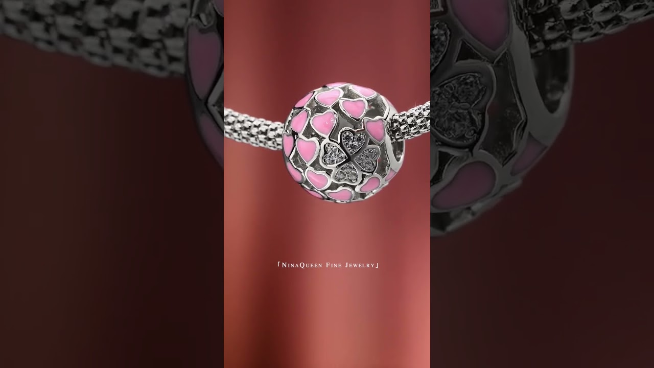 Pink love clover NinaQueen 925 silver charms 