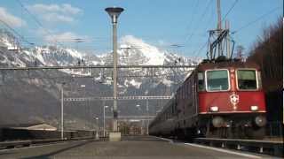 Zugverkehr im Sarganserland Heidiland Unterterzen Quarten-last snow