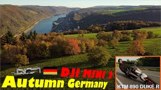 DJI Mini 2 🛩️ & Action 2 on KTM Duke 890 R 🏍️ | 🍁 Late Autumn in Germany 🇩🇪 | Castle by Drone 🏰 | 4K