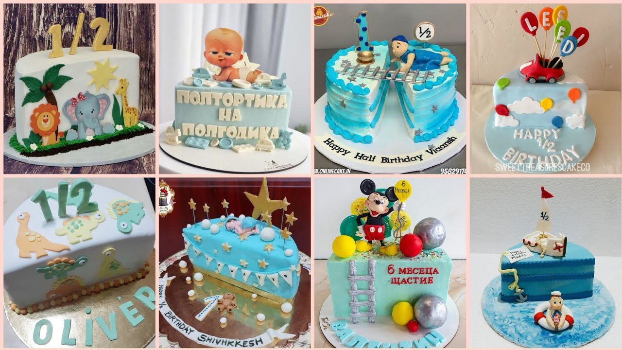 6 Months Birthday Cakes For Baby Boy // Baby Boy Half Birthday Cake Designs  - Youtube