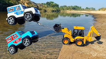 New Mahindra Thar Riverside Accident Pulling Out Jcb3dx | Tractor Cartoon | Jcb Cartoon | AJ Toys