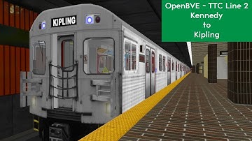 OpenBVE: TTC Line 2 towards Kipling - Bombardier T1 - Kennedy to Kipling (Full route)