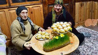 Baking Azerbaijani Holiday Sweets Badambura with Grandma on a Rainy Day